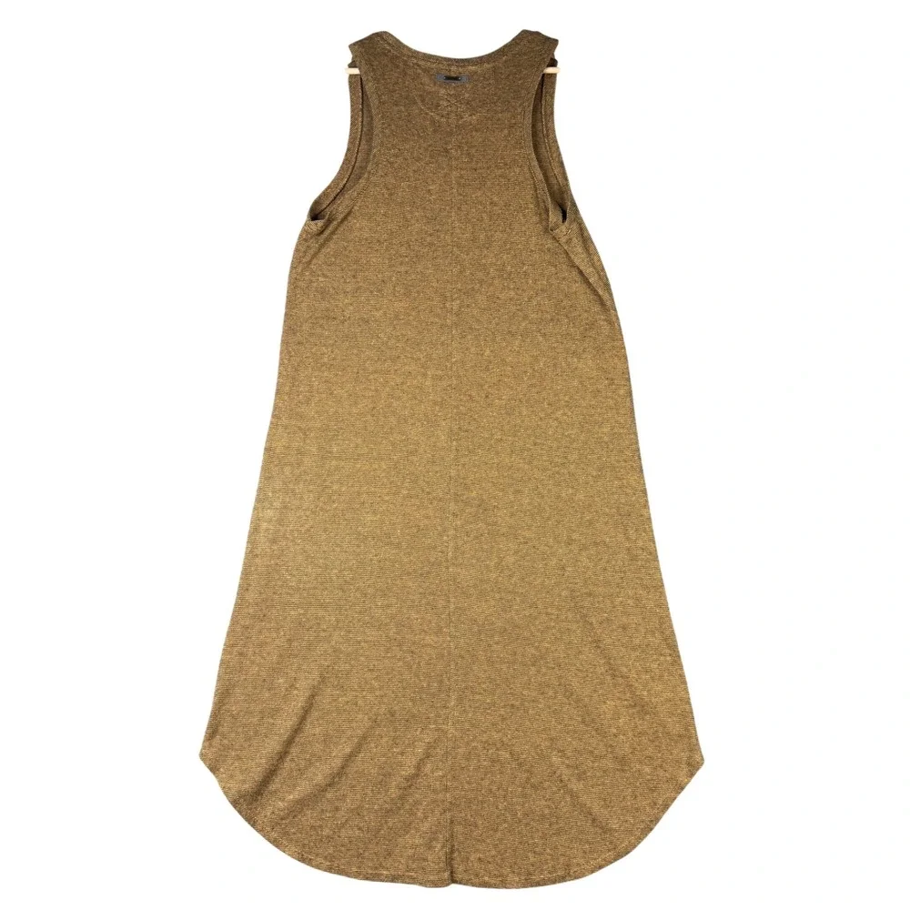 Prana Gemstone Dress Brown Striped V-Neck Sleeveless Midi High-Low Hem Large